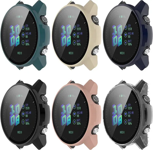 Vista 9 de Funda protectora compatible con Garmin Forerunner 955 Protector de pantalla para Garmin Forerunner 955 Solar PC+vidrio templado cobertura completa 3