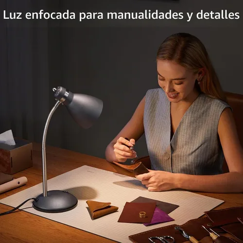 Vista 8 de LEPOWER Lámpara de escritorio de metal, luz de lectura ajustable de cuello Negro arena