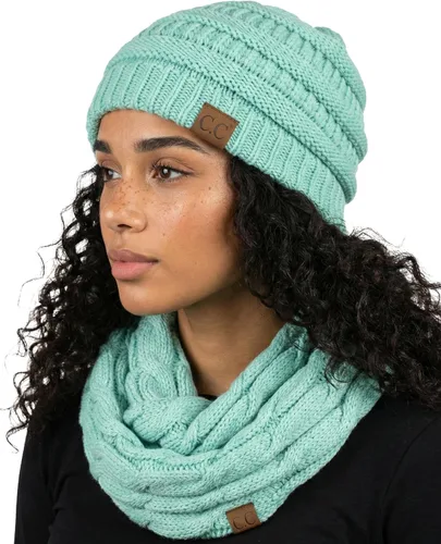 Vista 11 de Funky Junque - Juego de pañuelo y gorro de punto a juego para mujer Negro