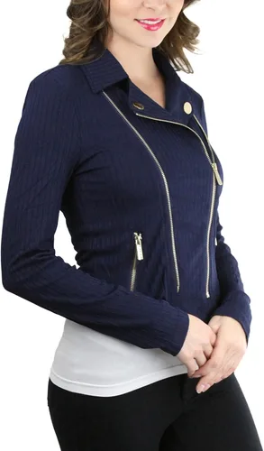 Vista 114 de ToBeInStyle Blazers de manga larga con cremallera y botones para mujer