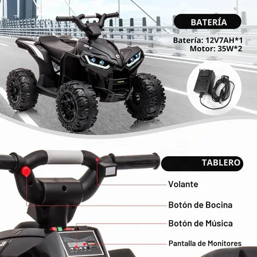 Vista 5 de GarveeLife - Vehículo eléctrico de 12 V para niños de 3 a 8 años Negro