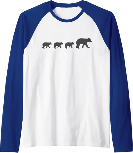 Vista 7 de Mama Bear Camiseta de béisbol raglán de tres cachorros para el día de la madre, Negro, S