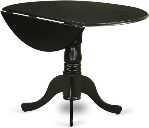 Vista 5 de East West Furniture DLDU5-BLK-W - Juego de mesa de comedor de 5 piezas para 4 personas, incluye una mesa de cocina redonda con gotas y 4 sillas