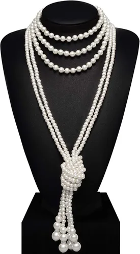 Vista 2 de BABEYOND - Collar de perlas sintéticas estilo art deco de la década de 1920, collar de perlas largas para fiesta de disfraces de estilo Gatsby