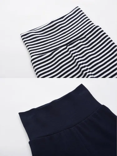 Vista 2 de ACESTAR Pantalones de algodón de cintura alta para recién nacidos y bebés leggings casuales con pies de 0 a 12 meses paquete de 3 unidades 1 paquete