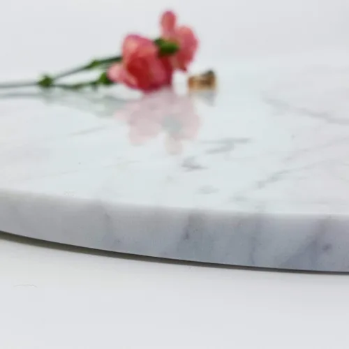Vista 8 de Soporte para tartas de mármol Carrara, base de postre para pastelería, bandeja para servir pastelería, centro de mesa, redondo, 16 pulgadas