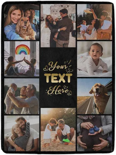 Vista 14 de YESCUSTOM Manta personalizada con 10 fotos, manta familiar personalizada para mamá y papá, mantas personalizadas de collage de fotos, mantas