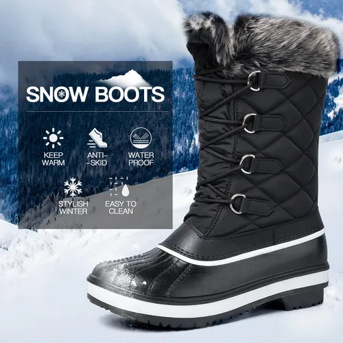 Vista 3 de mysoft Women's Waterproof Winter Boots, Warm Insulated Snow Boots for Outdoor