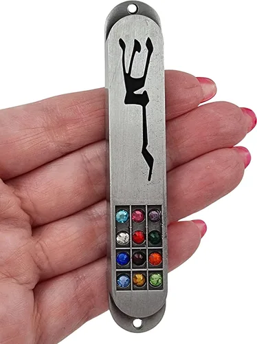 Vista 7 de TALISMAN4U MEZUZAH - Funda de peltre con desplazamiento para 12 tribus de Israel, diseño de Hoshen, símbolo de protección hebrea Shaddai, judaica