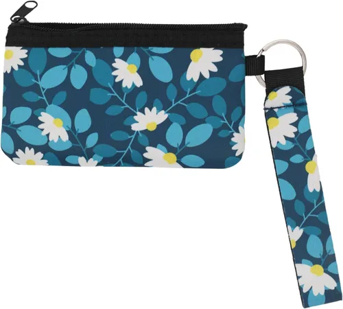 Vista 7 de CalorMixs Estuche de identificación para mujer, con cremallera, tarjetero, bolsillo, llavero, monedero, estampado de vaca, girasoles, Flor