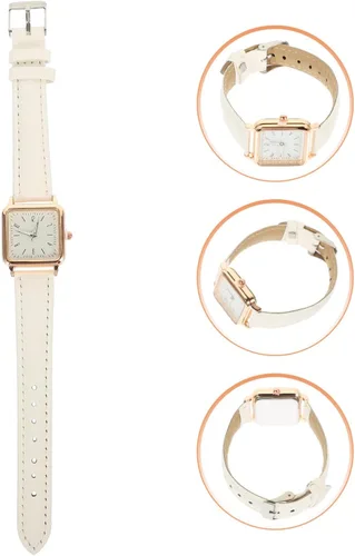 Vista 5 de Reloj de pulsera para mujer esfera cuadrada de cuero analógico Q-uartz reloj para mujer