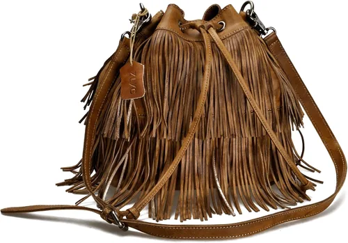 Vista 3 de ZLYC - Bolso de piel para mujer, diseño boho