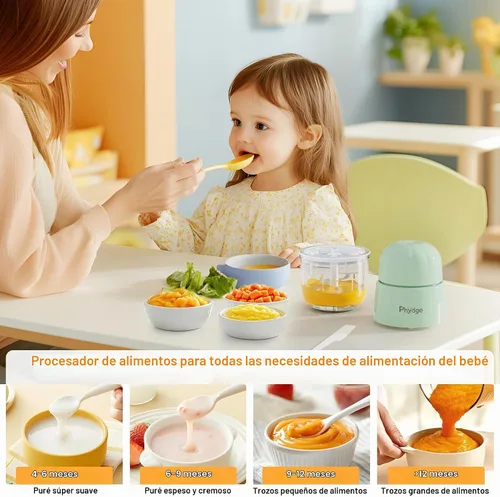 Vista 5 de Fabricante de Comida para Bebés, Licuadora Verde de Comida para Bebés, Fabricante de Puré de Comida para Bebés de 10 oz, Procesador de Alimentos