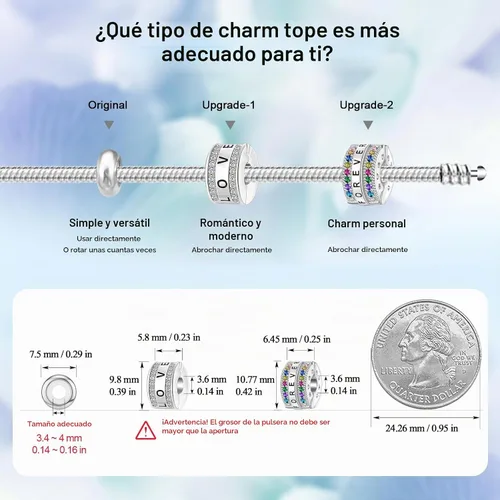 Vista 4 de DALARAN Cuentas de tapón para pulseras Pandora, clip espaciador, pulsera