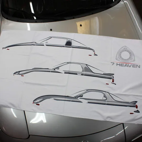 Vista 2 de Rotary13B1 7Heaven RX-7 FB FC FD - Toalla de playa blanca