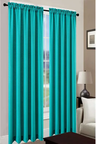 Vista 5 de Leah - Panel de ventana texturizado de jacquard y tratamientos de cenefa de cascada, para espacios del hogar, bolsillo para barra, filtro de luz