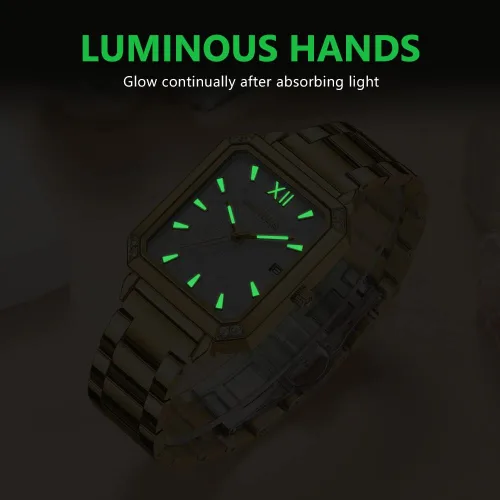 Vista 7 de MF MINI FOCUS Reloj de cuarzo analógico simple para mujer, resistente al agua, luminoso, con correa de acero inoxidable, fecha automática