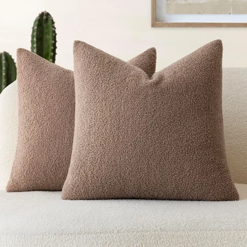 Vista 11 de Foindtower Paquete de 2 fundas de cojín decorativas de pelo sintético rizado, suave y mullida, con cremallera, acogedora funda de almohada