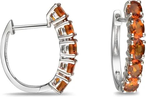 Vista 2 de Gin & Grace Aretes de plata de ley 925 con citrino genuino para mujer., Metal Gema, Citrino