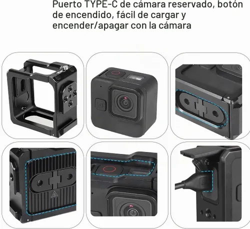 Vista 4 de Marco protector de jaula de aleación de aluminio para Gopro Hero 11 Black