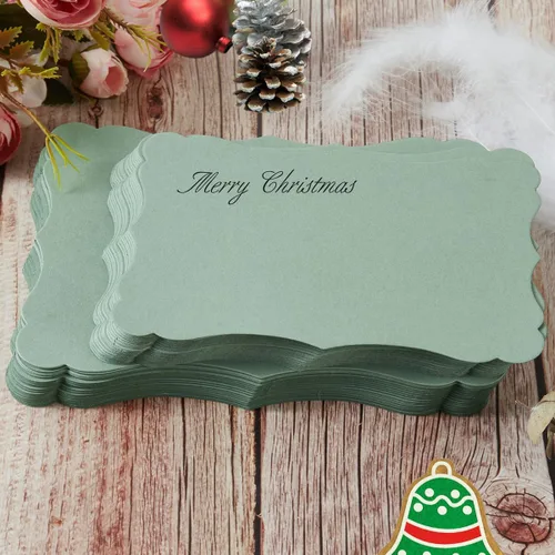 Vista 7 de Paquete de 50 Tarjetas en Blanco Verde Salvia, Cartulina de Papel Kraft Grueso Marrón, Tarjetas de Felicitación para DIY, Tarjetas de Regalo, Menús