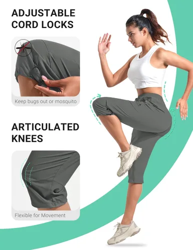 Vista 17 de BVVU Pantalones cargo capri de senderismo para mujer, ligeros, de secado rápido, pantalones deportivos impermeables para exteriores, pantalones