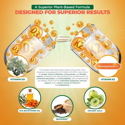 Vista 3 de MoxyVites Vitamina D3 K2 5000 UI – Alta absorción D3 + K2 MK-7 con aceite de espino cerval de mar y omega-7 – Apoyo óseo, corazón e inmunológico