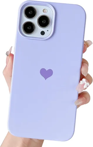 Vista 11 de Funda compatible con iPhone 13 Pro Max de silicona para mujeres y niñas, diseño de corazón azul, delgada, con forro de microfibra suave