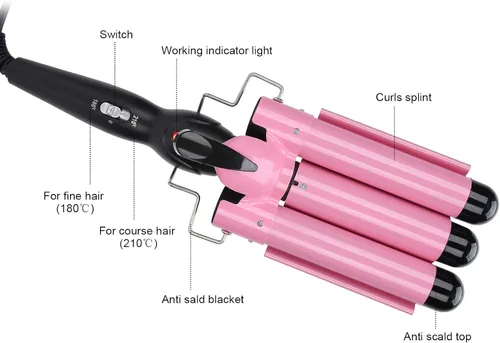 Vista 4 de YUYTE 3 rizadores de pelo, rizador ajustable con control de temperatura, herramienta de peinado para ondas y rizos