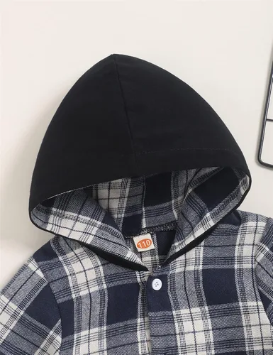 Vista 4 de Fuermos Ropa de franela con botones y botones para bebés y niños pequeños