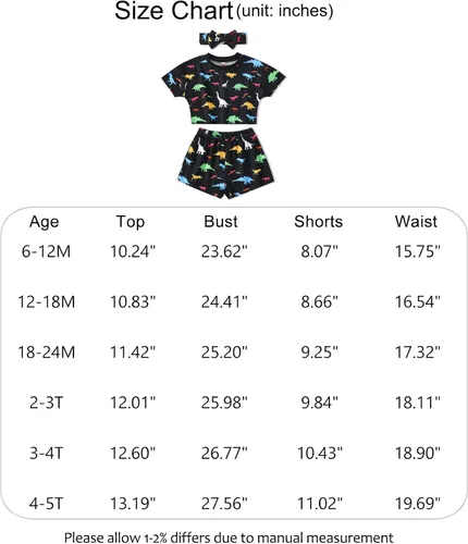 Vista 7 de AMAWMW Ropa de verano para niña pequeña, manga corta, floral, lunares, camiseta, pantalones cortos, diadema, 3 piezas, traje de bebé niña