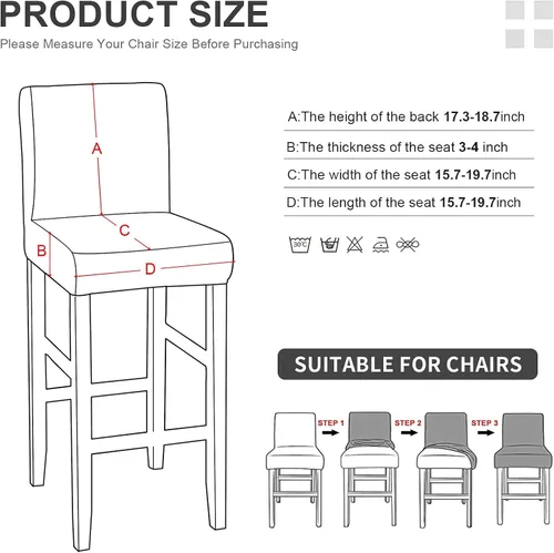 Vista 8 de Juego de 10 fundas para silla, fundas elásticas para sillas Parsons, de elastano, extraíbles, lavables, fundas protectoras para sillas de cocina