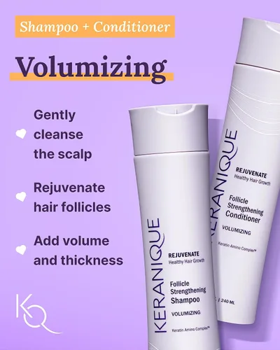 Vista 3 de Keranique Set de productos para el cabello adelgazante – Champú voluminizador, acondicionador, suero de refuerzo de folículos, spray para impulso