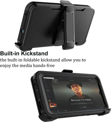 Vista 6 de Moto G Pure - Funda para Motorola G Power 2022 con clip para cinturón con protector de pantalla integrado, soporte protector resistente, resistente
