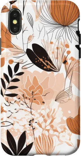 Vista 5 de Funda para iPhone 12 mini con diseño de flores silvestres neutras y estéticas, color crema