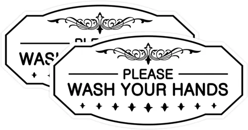 Vista 33 de Signs ByLITA Letrero Victoriano Please Wash Your Hands (Negro) - Pequeño