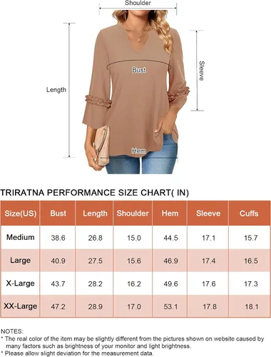 Vista 5 de Camisas de manga 34 para mujer, blusas elegantes y casuales con cuello en V