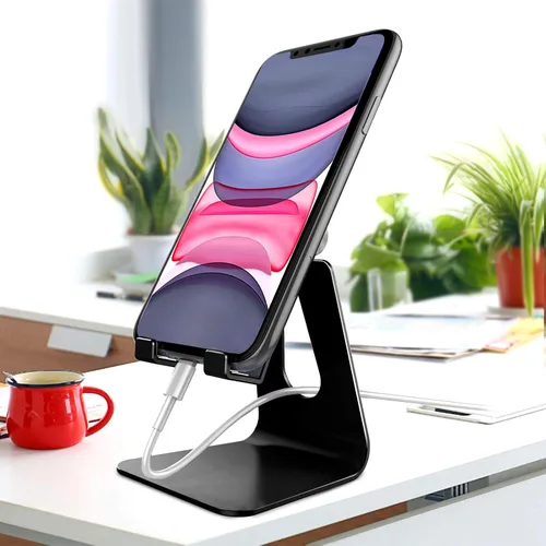 Vista 2 de CreaDream Soporte Ajustable para Teléfono Celular, Soporte para Teléfono, Cuna, Base, Soporte, Soporte de Escritorio de Aluminio Compatible