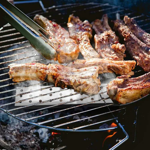 Vista 7 de Caja para ahumar barbacoa de acero inoxidable para asar a gas, funciona con astillas de madera, accesorios para parrilla y ahumador, caja