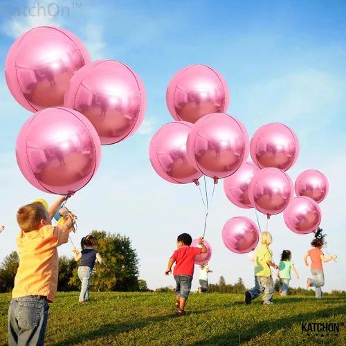Vista 9 de KatchOn, Globos de aluminio plateados y rosados, 22 pulgadas, paquete de 24 unidades, globos metálicos rosados, decoraciones de fiesta rosadas