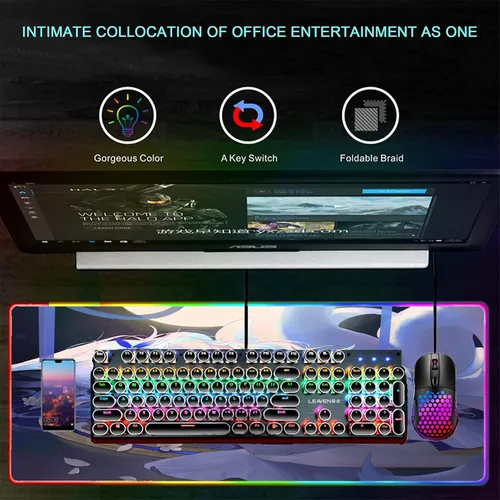 Vista 5 de Mouse Pads Sexy Anime Girl Gamer Pad Mouse Mat RGB LED Game Mats Office Deskmat Gaming Desk Mause Pads Pc XXL Desktop Keyboard Pad 24 inch x12 inch