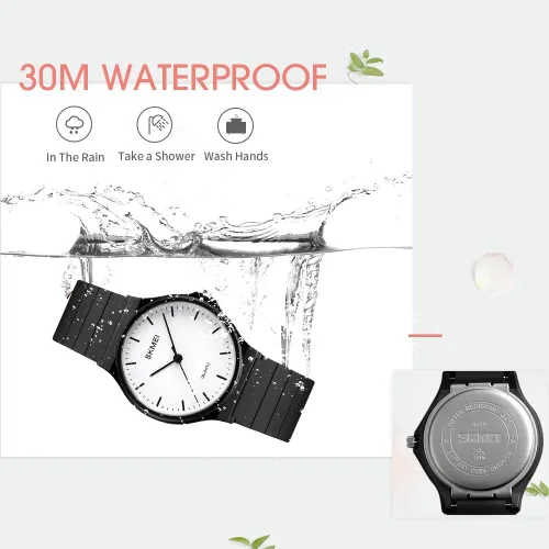 Vista 4 de SKMEI Reloj de pulsera impermeable para mujer, reloj de pulsera para dama, reloj de cuarzo analógico casual para mujer