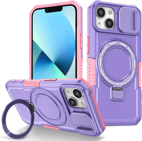 Vista 24 de Funda magnética para iPhone 11, soporte de anillo con ventana corrediza, funda protectora mate a prueba de golpes para iPhone 11 6.1, fundas