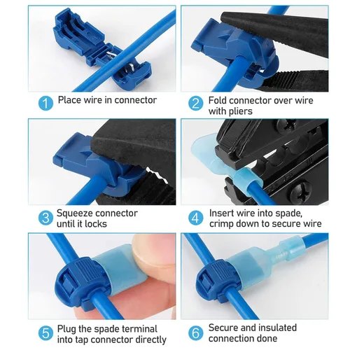 Vista 5 de TICONN Conectores de cable en T, conector de empalme rápido de cable en T, conectores en T para cableado con estuche de almacenamiento