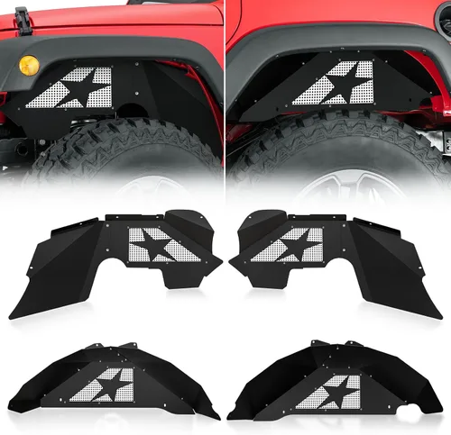 Vista 10 de YZONA - Forros de guardabarros interiores delanteros y traseros compatibles con Jeep Wrangler JK y JKU Unlimited 2007-2018 (2/4 puertas), cubiertas