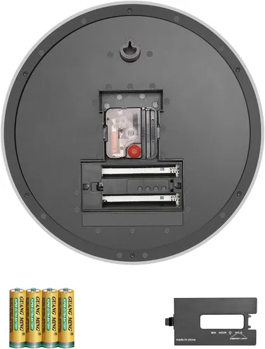 Vista 24 de Reloj de pared analógico de 12 pulgadas, silencioso, sin tictac, reloj de pared grande de cuarzo con LED nocturno, reloj de pared decorativo a