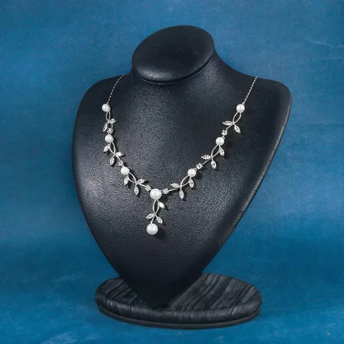 Vista 6 de Juego de joyas de boda nupcial, collar y aretes colgantes para mujer