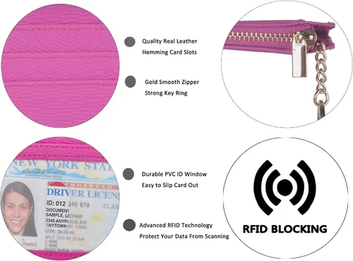 Vista 3 de Monedero delgado con bloqueo RFID, con bolsillo frontal para monedas, tarjetero, para mujer
