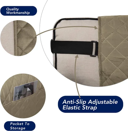 Vista 3 de PureFit Funda de sofá reversible resistente al agua, lavable a máquina, con espuma antideslizante y correa ajustable para perros, mascotas