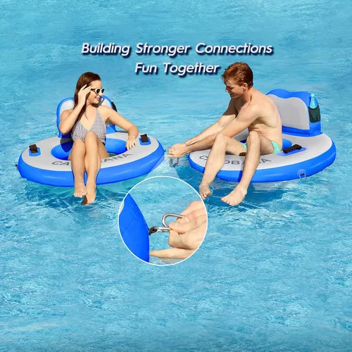 Vista 5 de CALOBANA Anillo Flotante Redondo Inflable Hamaca de Agua Flotadores de Río de Alta Resistencia Flotadores de Lago para Adultos Plataforma de Isla